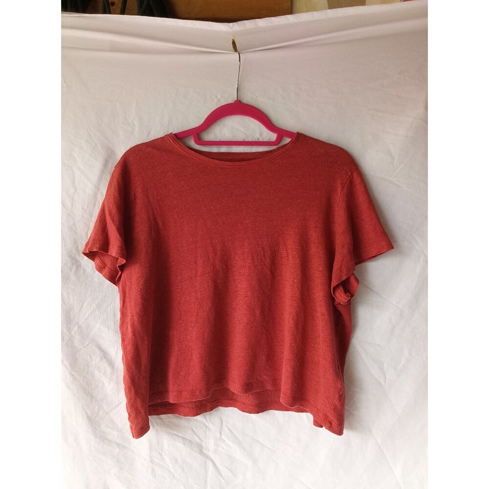 100% Linen Short Sleeve Cropped Top J. Crew